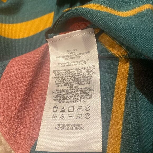 NWT BCBG MAXAZRIA Green Striped Mock Neck Tank Top in Hydro Combo Size: XS - Picture 8 of 8